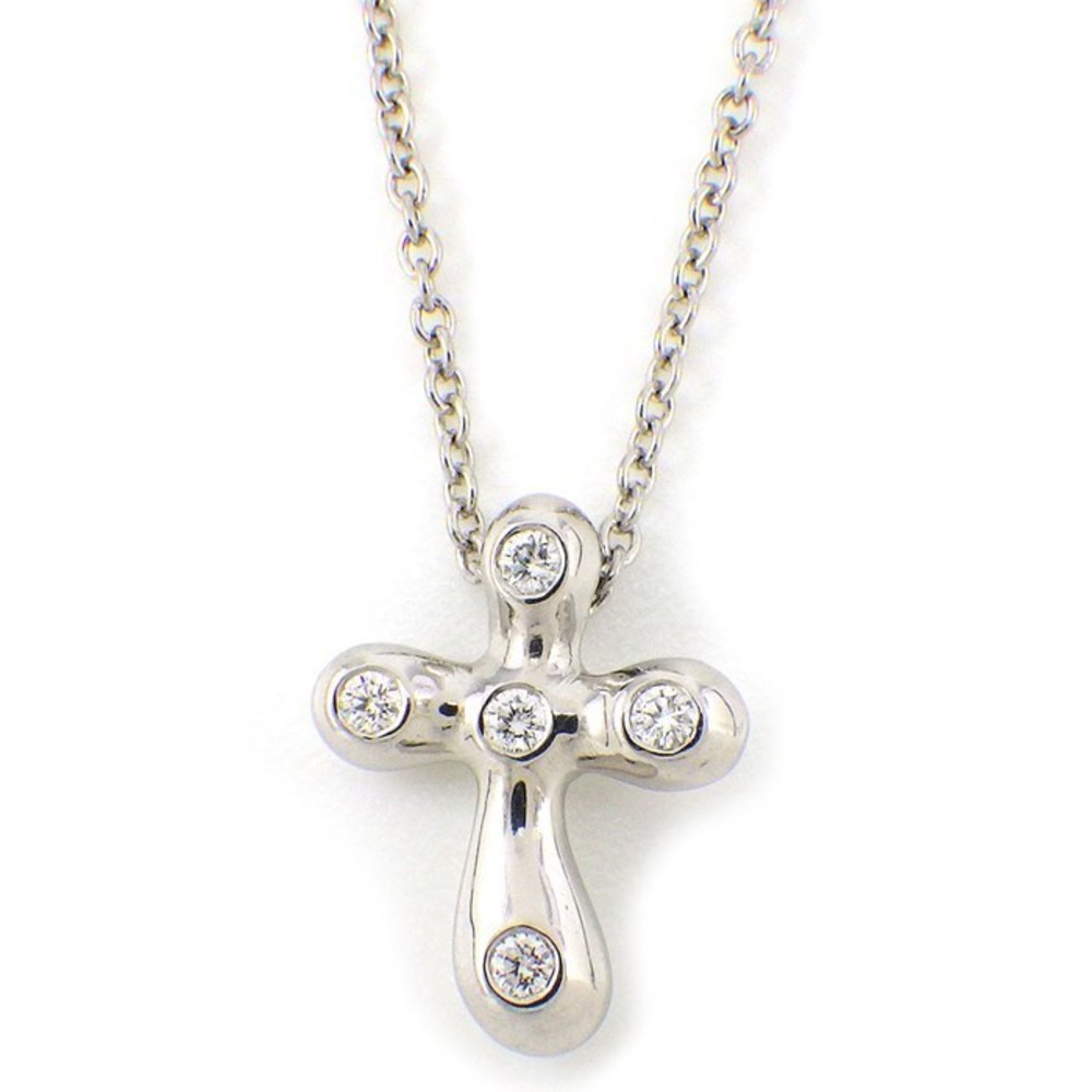 Tiffany Small Cross Dots Diamond Necklace Platinum